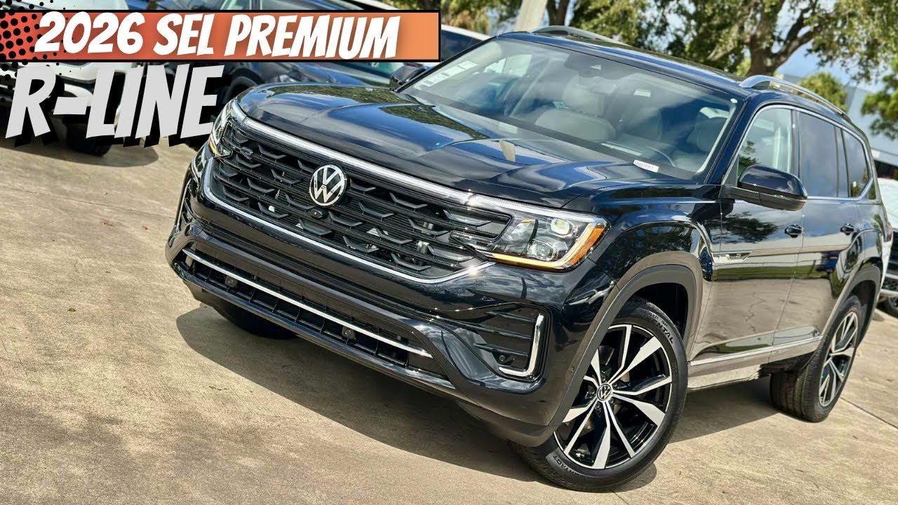 VW Atlas SEL Premium R-Line 2026 года — это роскошь глубокого черного цвета и изысканный стиль