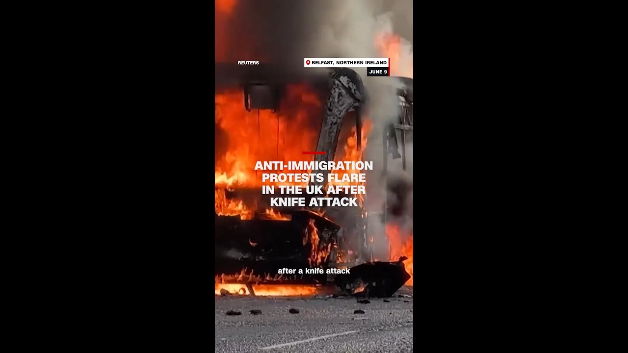 Anti-immigration protests flare in the UK after knife attack