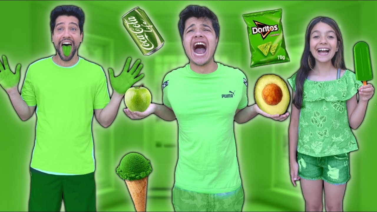 COMENDO TUDO VERDE POR UM DIA INTEIRO !! - Anny e Eu Family