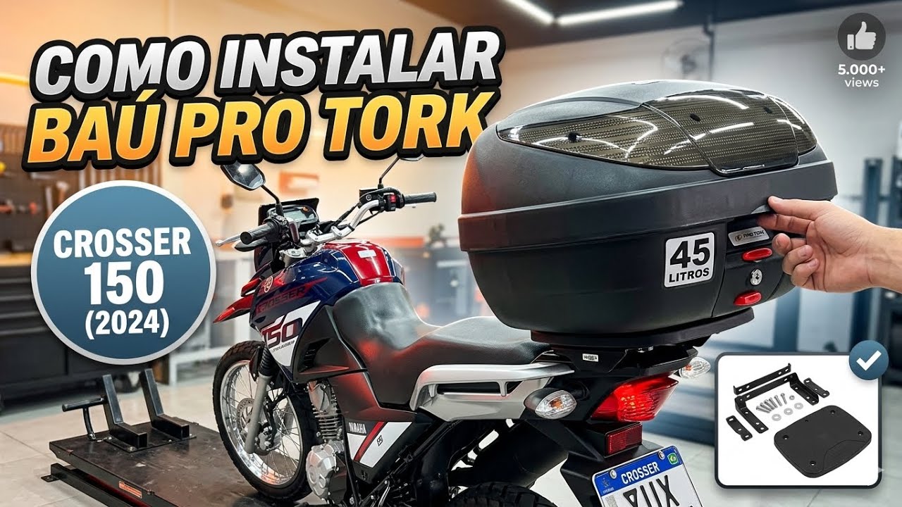 baú pro tork 45 litros na crosser 150 s abs 2024- COMO INSTALAR BAÚ PRO TORK
