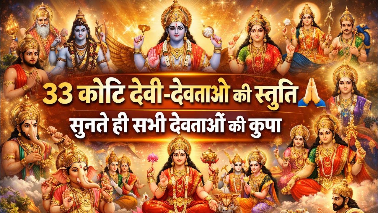 🌺 33 कोटि देवी-देवताओं की स्तुति 🙏 | सुनते ही सभी देवताओं की कृपा | All Gods Stuti