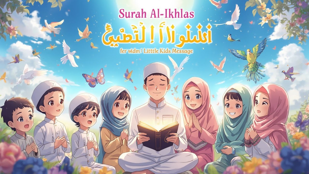 Surah Al-Ikhlas by Cute Muslim Kids | Anime Style Quran Recitation | Little Kids Message Official
