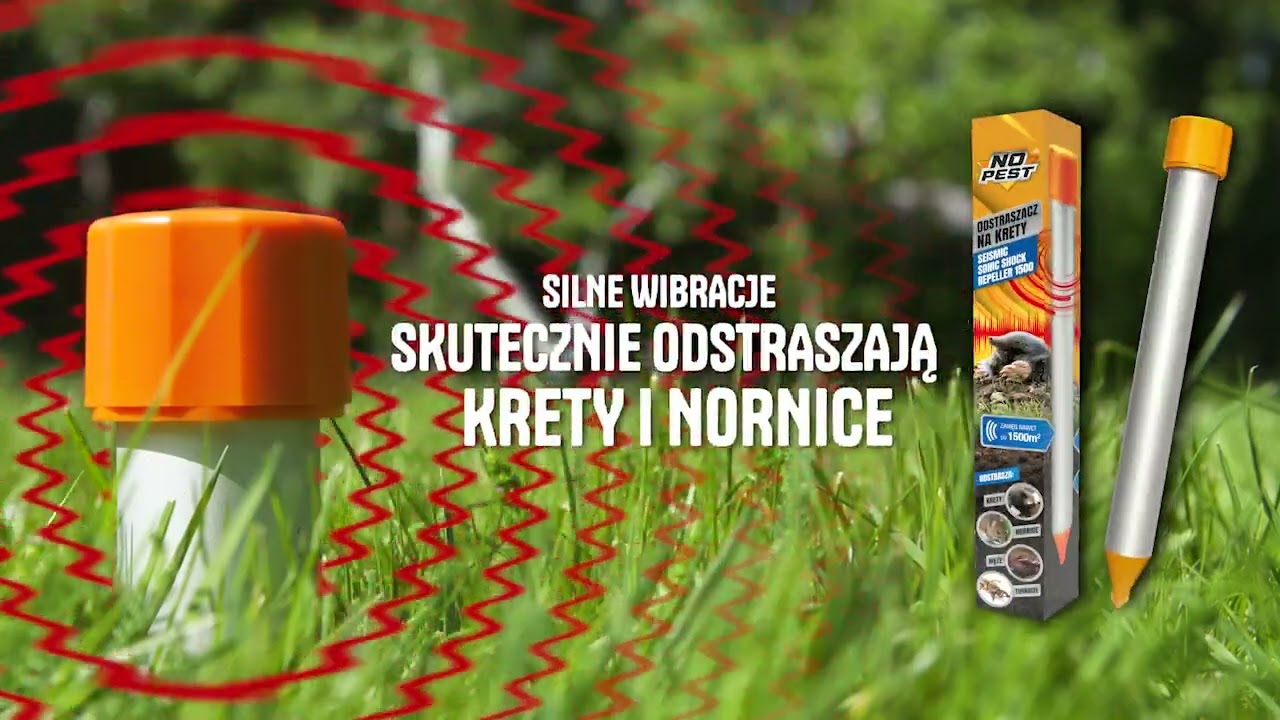 Wibracyjny i dźwiękowy odstraszacz kret&oacute;w, nornic Seismic Shock Repeller No Pest na 1500 m&sup2; terenu