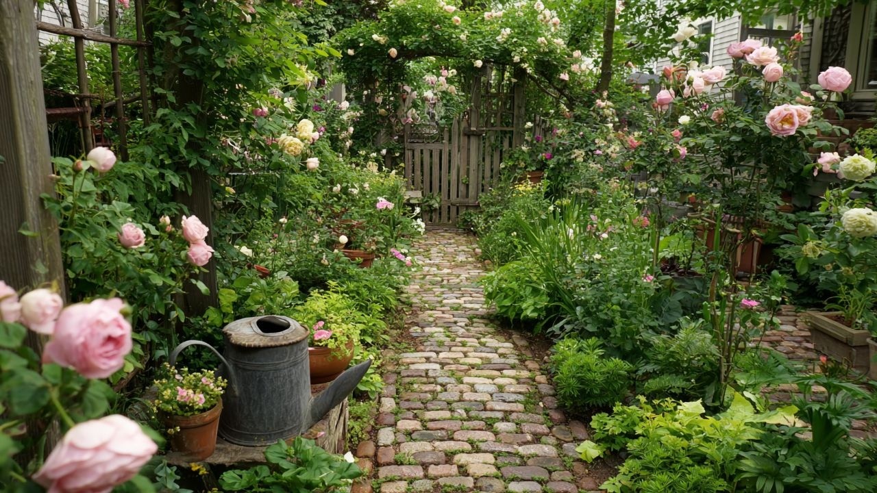 A Peaceful Vintage Rustic Garden for a Small Front Yard