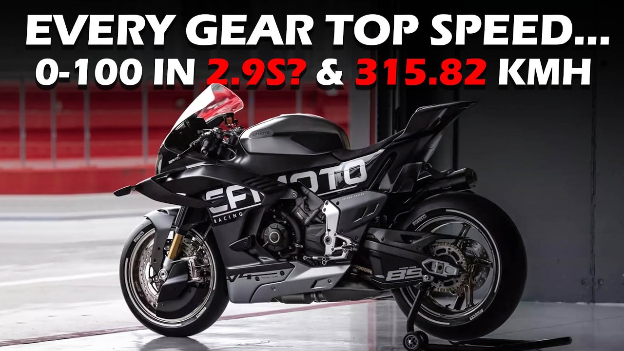 CFMOTO представляет максимальную скорость V4 SR-RR: 315 км/ч и максимальную скорость на всех пере...