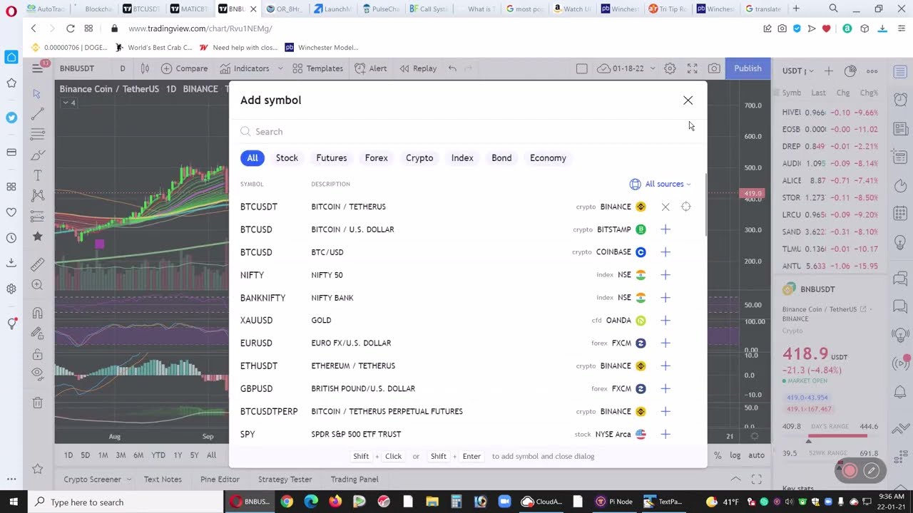 Tradingview - How to create a crypto watchlist