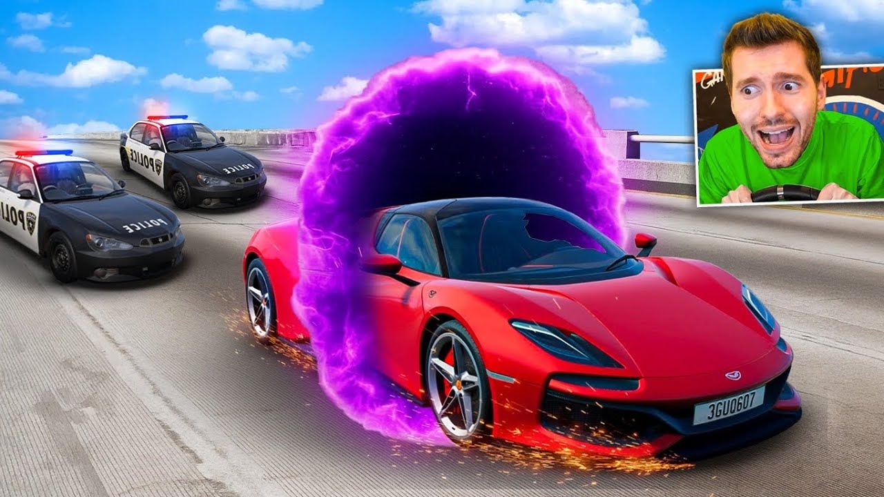 Fugindo de CARRO usando TELETRANSPORTE no BeamNG Drive