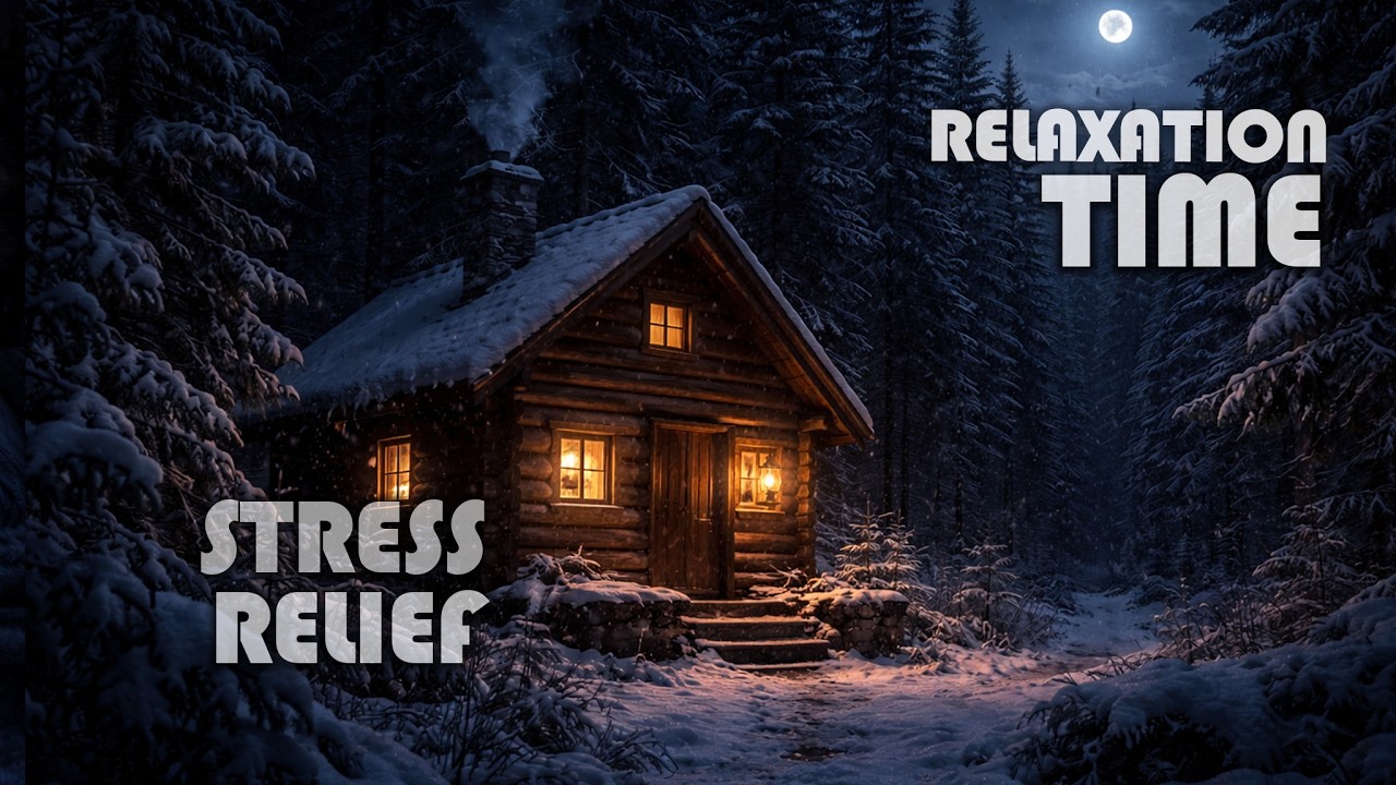 Snowfall ASMR at a Small Cabin in the Dark Forest ❄️🌲 | Cozy Winter Night Ambience for Sleep