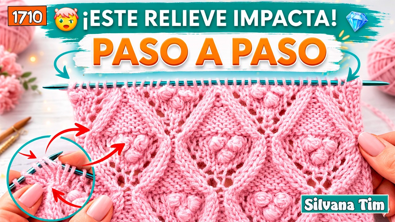 🧶 Как Вязать ШИШЕЧКИ в АЖУРНЫХ РОМБАХ | Невероятный 3D Эффект Спицами
