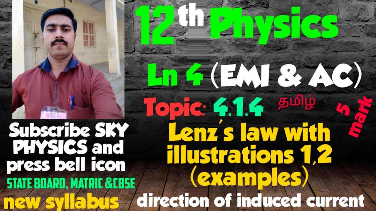 Lenz's law with illustrations (examples)||Ln 4||4.1.4||STD 12 Physics||Tamil