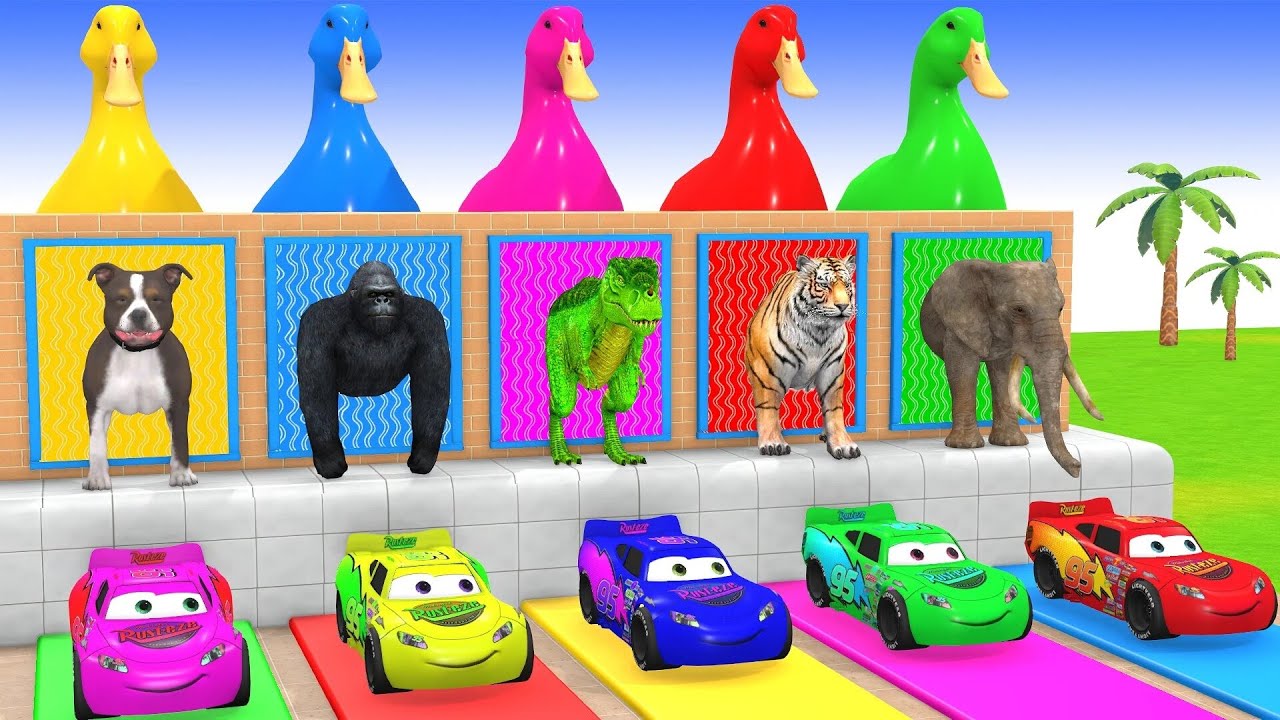 Long Slide Game With Elephant Gorilla Buffalo Hippopotamus Tiger 3d Animal Game Funny 3d Animals #19