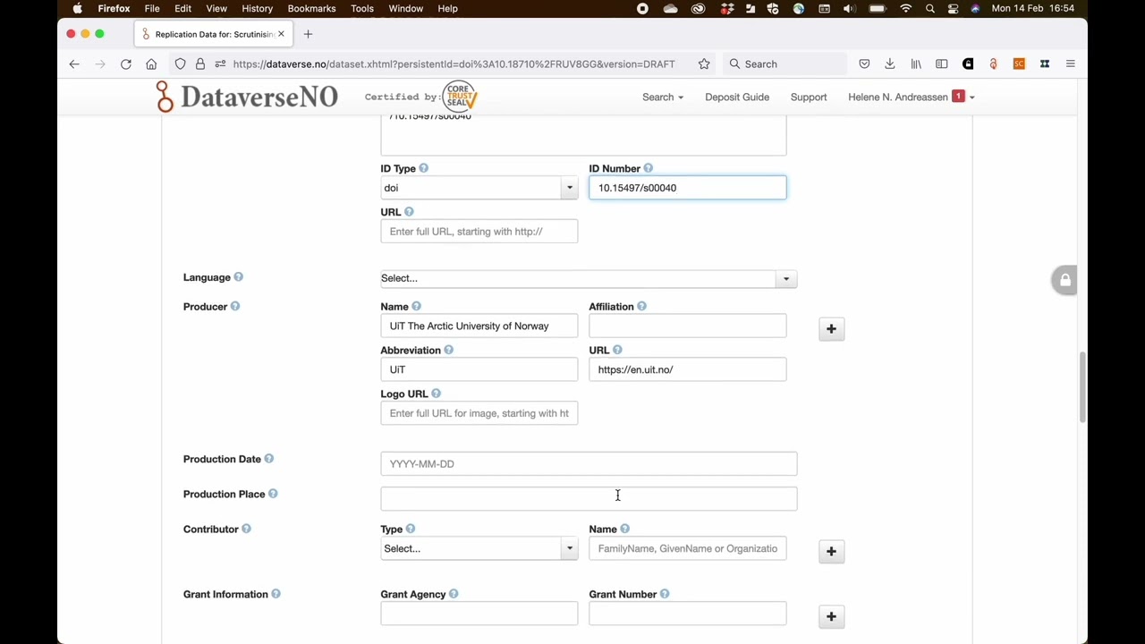 Depositing a dataset in a repository (DocEnhance)