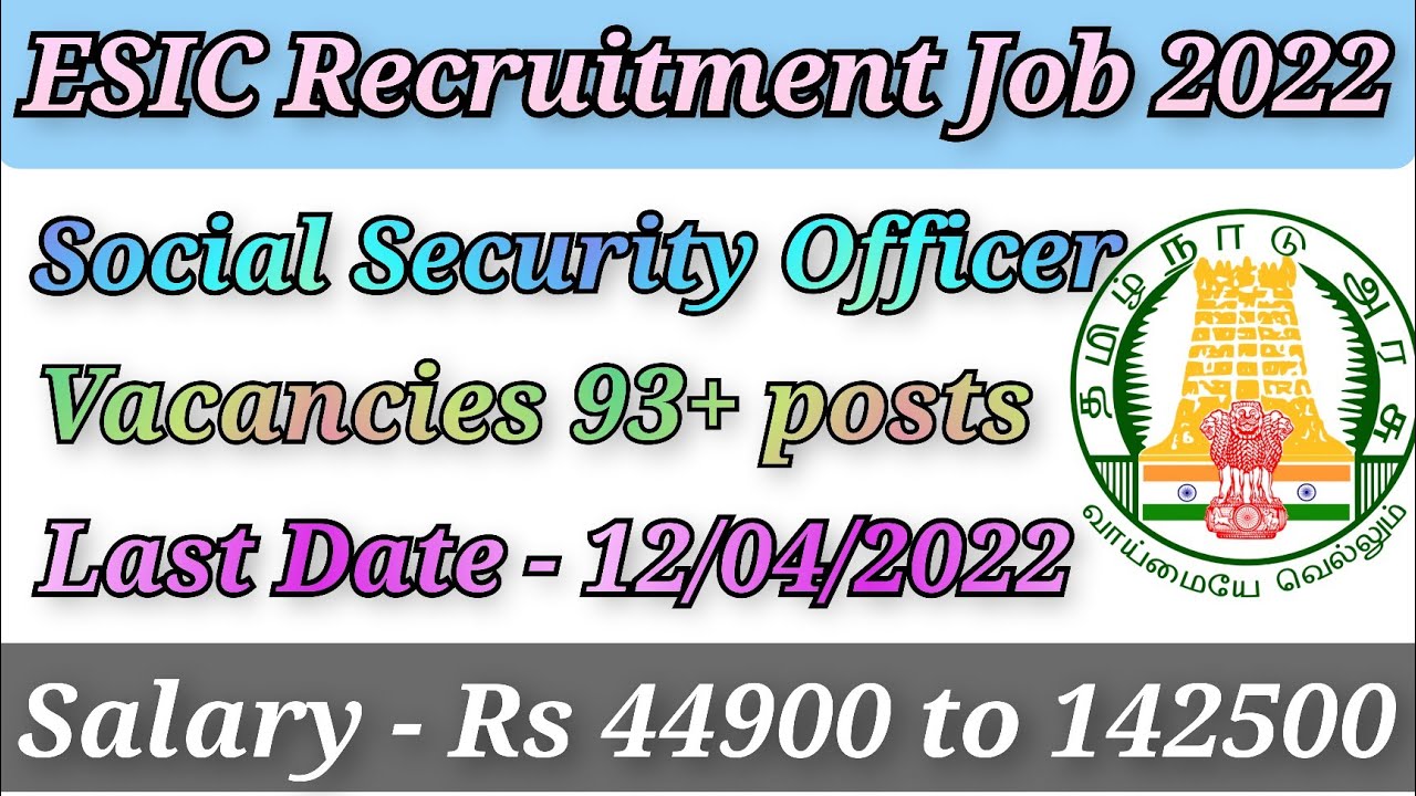 How to apply ESIC Recruitment Job 2022 / Social Security Officer new job / 93+ vacancies /@tnpsctips
