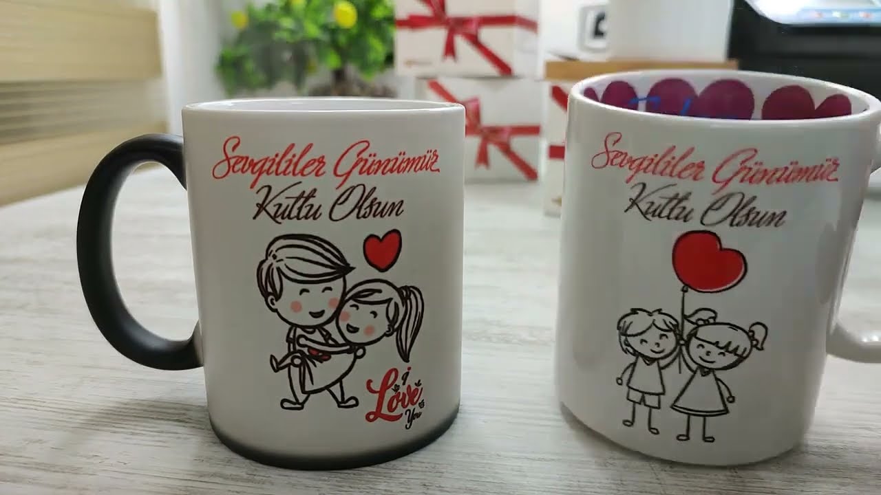 Sevgililer Gününe Özel Kupa Bastım-Evde Kupa Baskı Nasıl Yapılır? | Sihirli Kupa & Tasarım Aşamaları