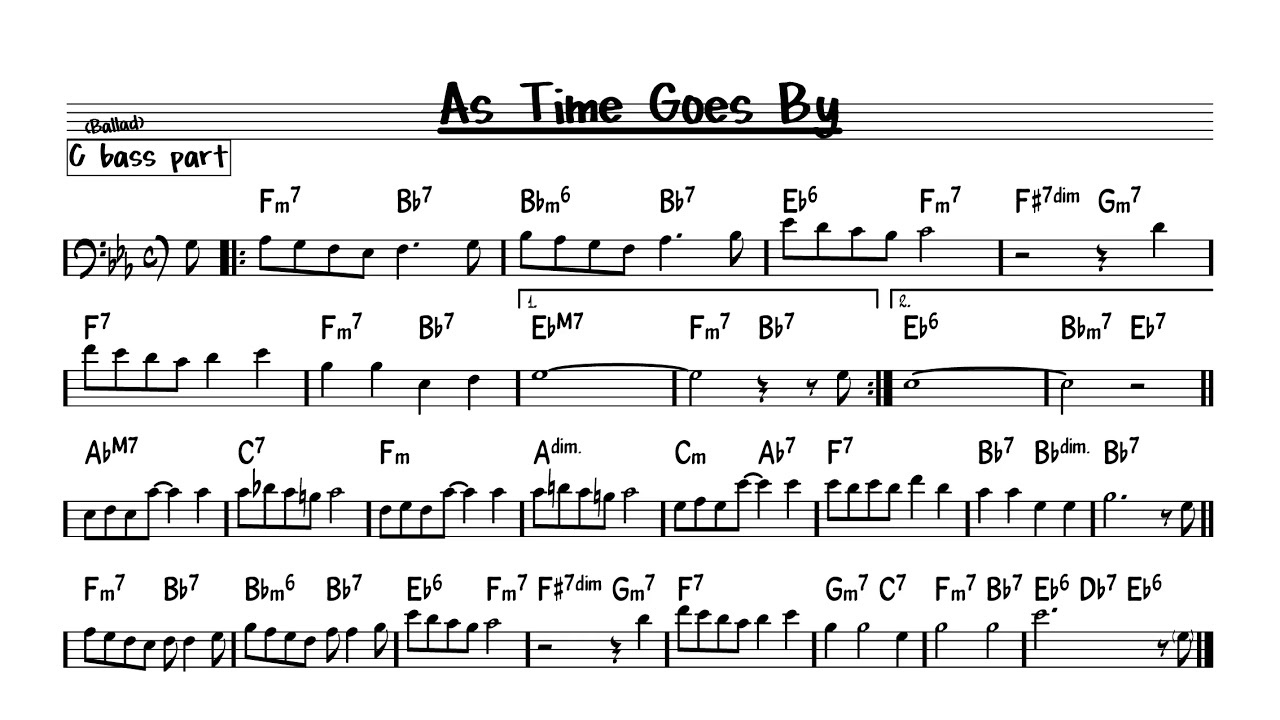 As Time Goes By - Play along - C bass version