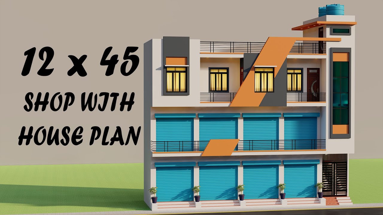 निचे दुकान ऊपर दुकान उसके ऊपर मकान का नक्शा,3D Dukan Or Makan Ka Naksha,Duplex Market Design