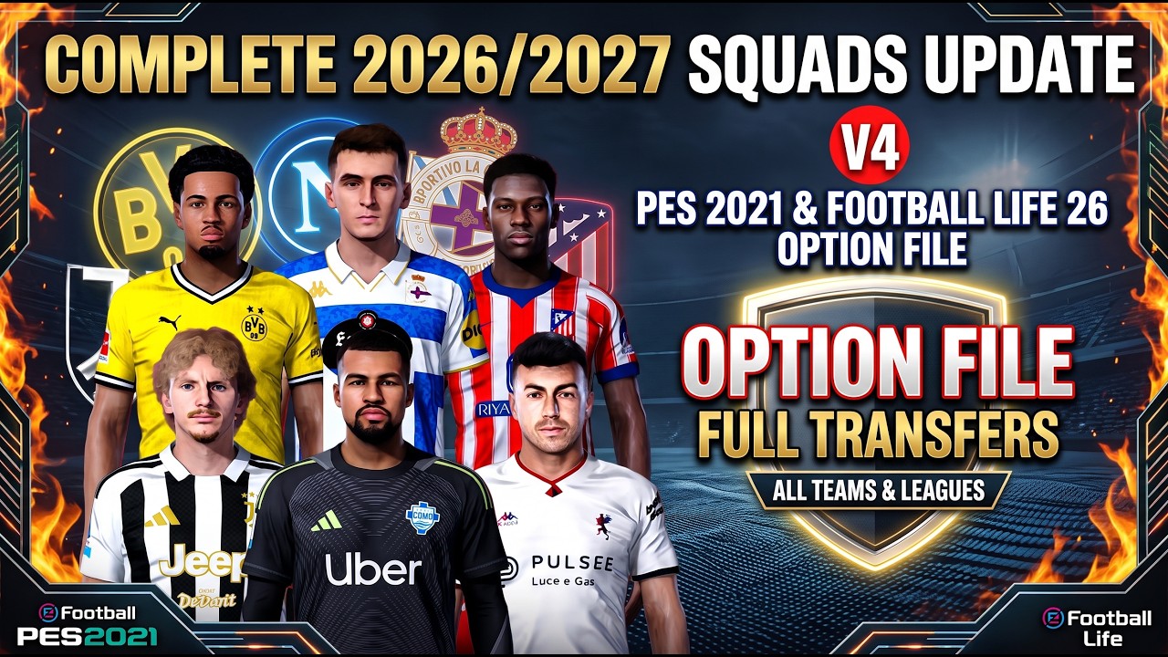 Complete 2026/2027 Squads Update v4 | PES 2021 & Football Life 26 Option File