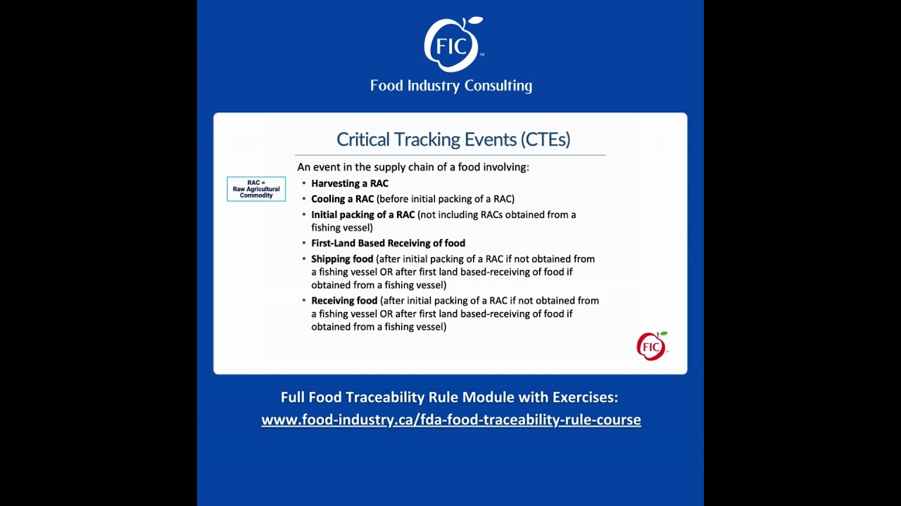 FSMA Food Traceability: What are Critical Tracking Events (CTEs?)