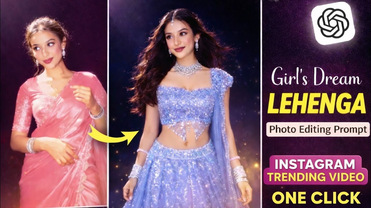Instagram Trending Girl's Dream Lehenga Photo Editing prompt | Chat GPT Ai Photo Edit Aishwarya Rai