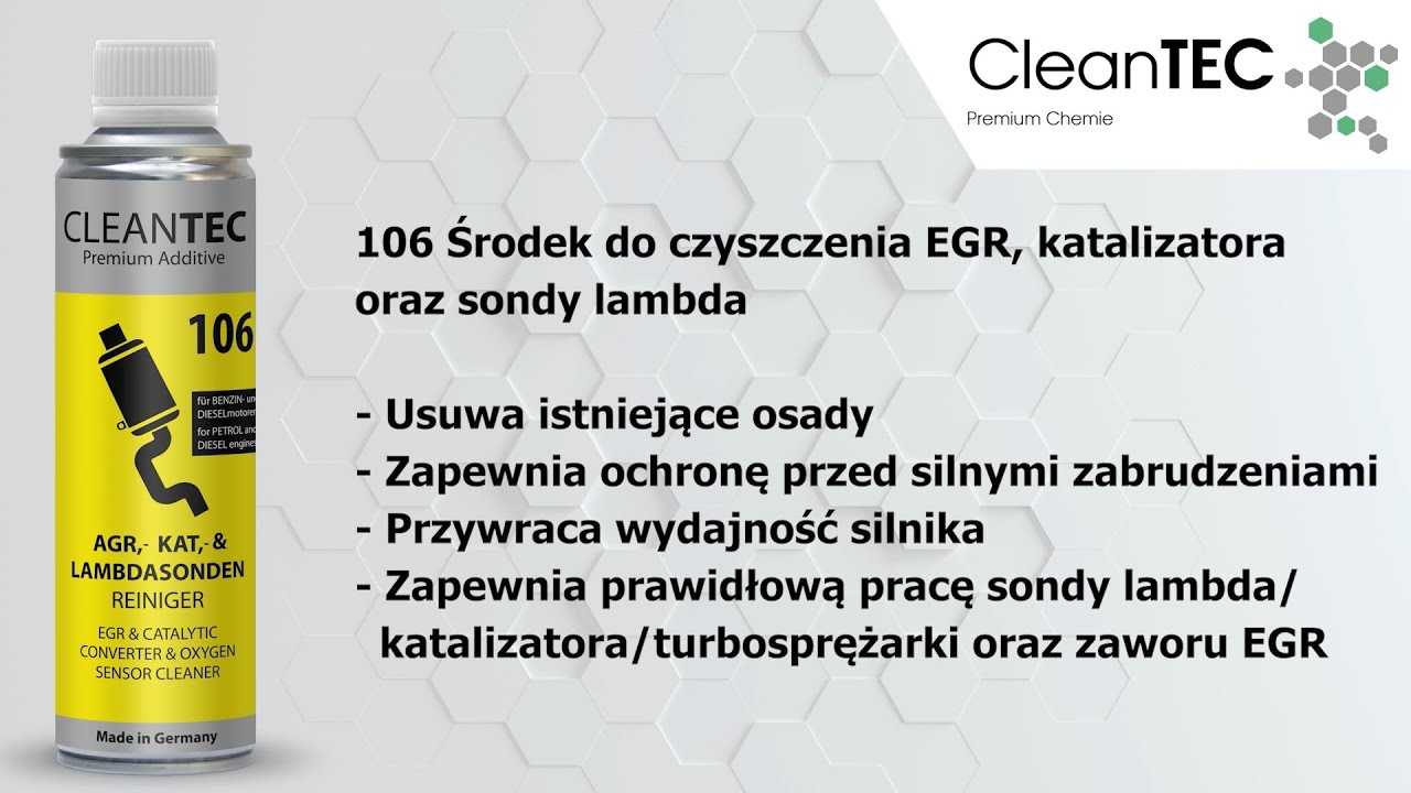 CleanTEC Premium Chemie: 106 Środek do czyszczenia EGR, katalizatora oraz sondy lambda.