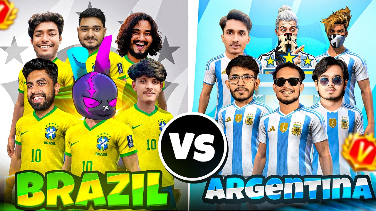 BRAZIL VS ARGENTINA 6 VS 6 CUSTOM CHALLENGE 🤯 ৬ জন ব্রাজিল সাপোর্টার VS ৬ জন আর্জেন্টিনা সাপোর্টার 😍