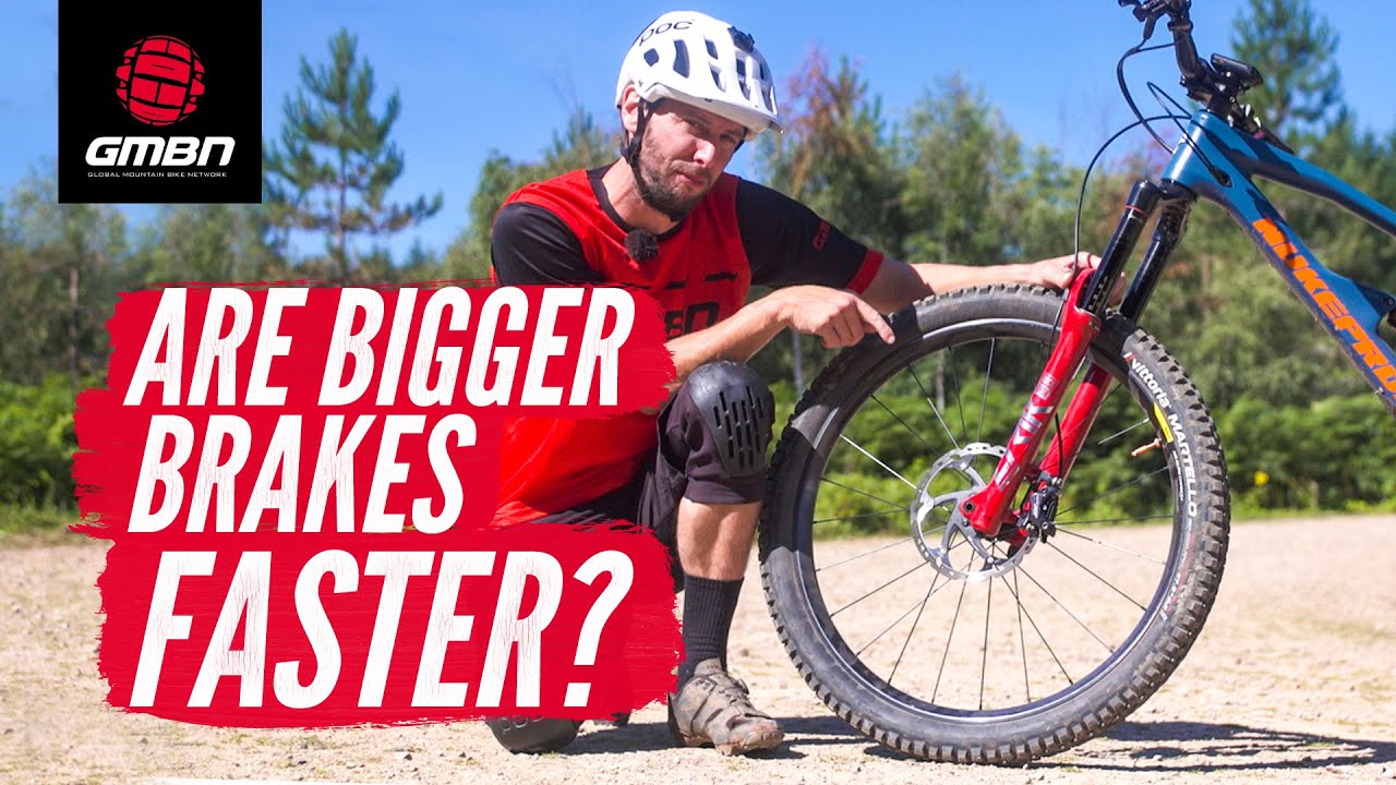 How Much Faster Are Bigger Mountain Bike Brakes? | Bigger Rotors Vs 4 Piston Calipers