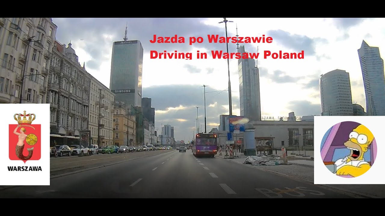 Jazda po Warszawie - Centrum i Mokotów / Driving through Warsaw downtown & Mokotów -  Poland