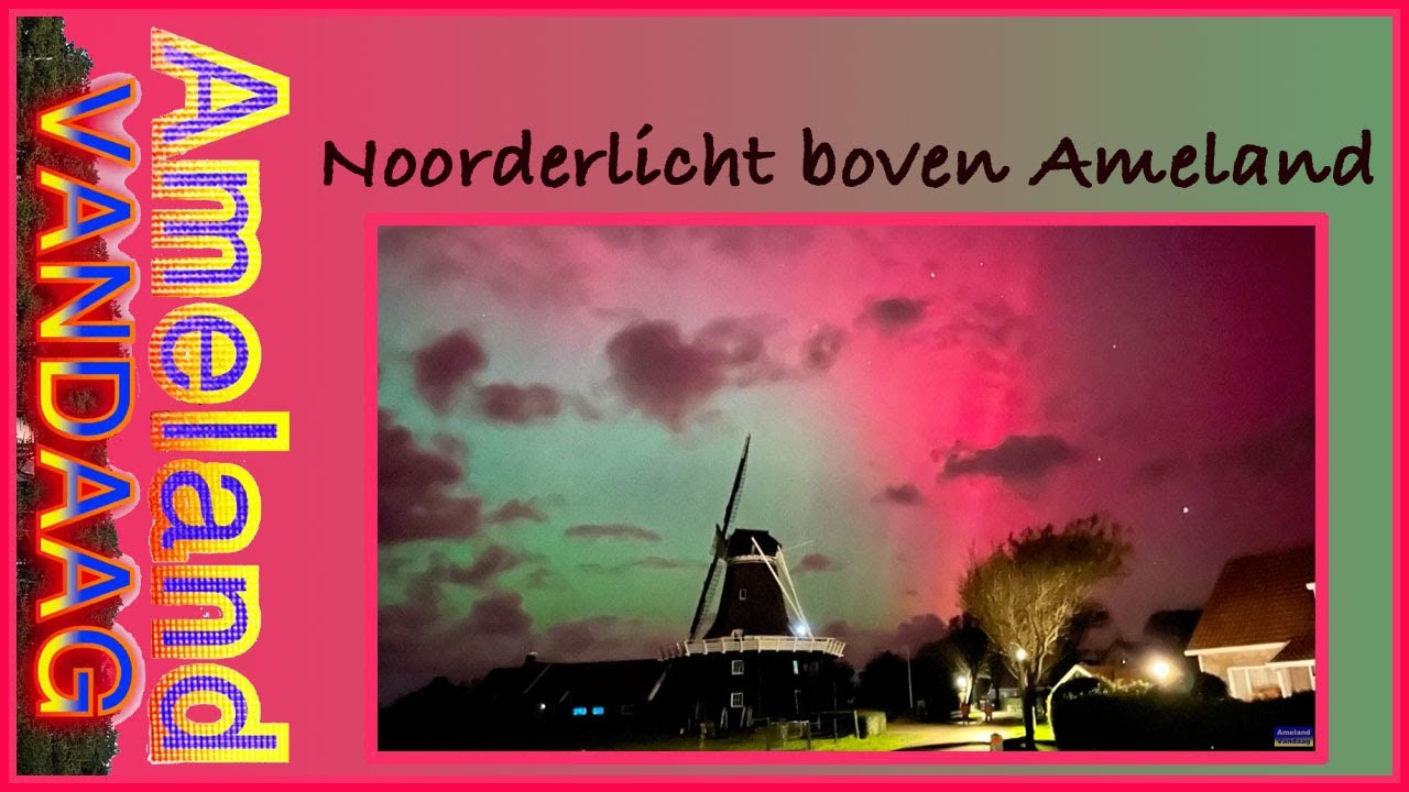 Noorderlicht boven Hollum | Lichtgordijnen aan de hemel van Ameland |