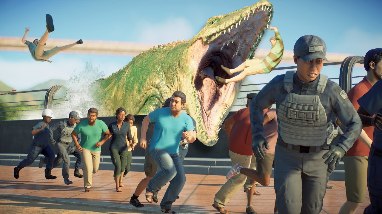 МОЗАЗАВР ВЫСЫПАЕТСЯ И ПОЖИРАЕТ ЛЮДЕЙ?! - Jurassic World Evolution 2