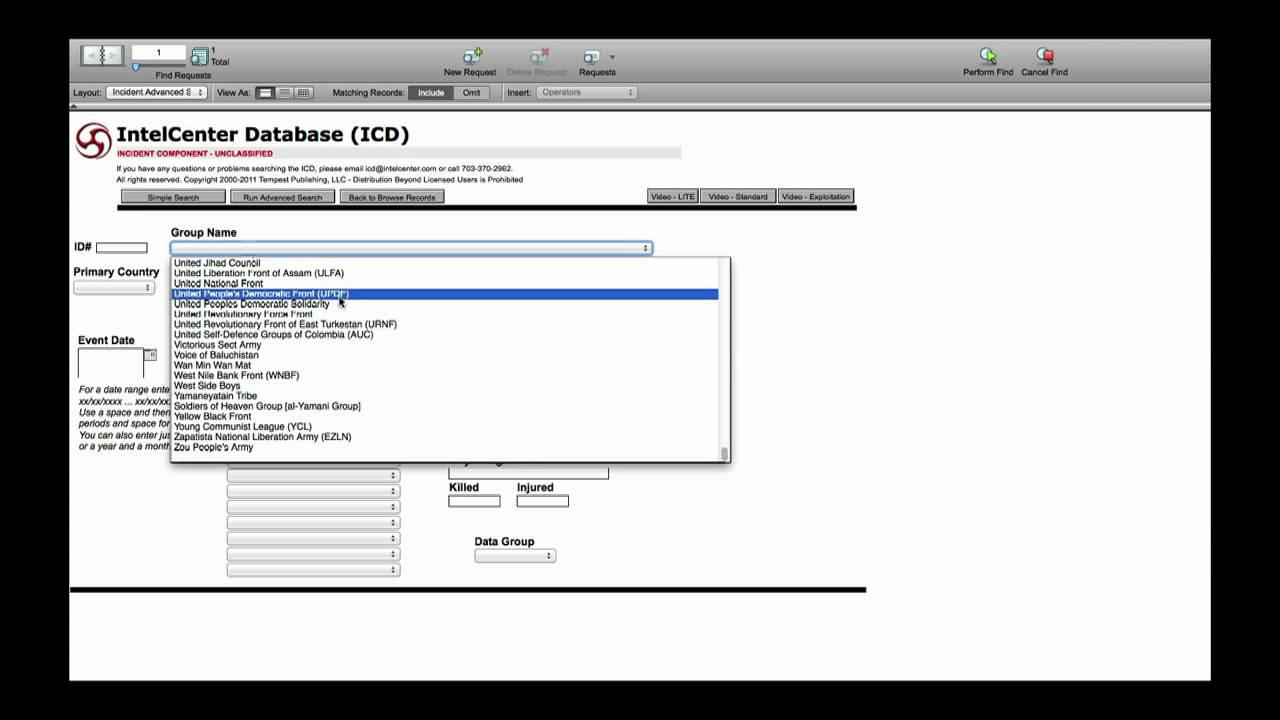IntelCenter Database (ICD): Incident Component Demo