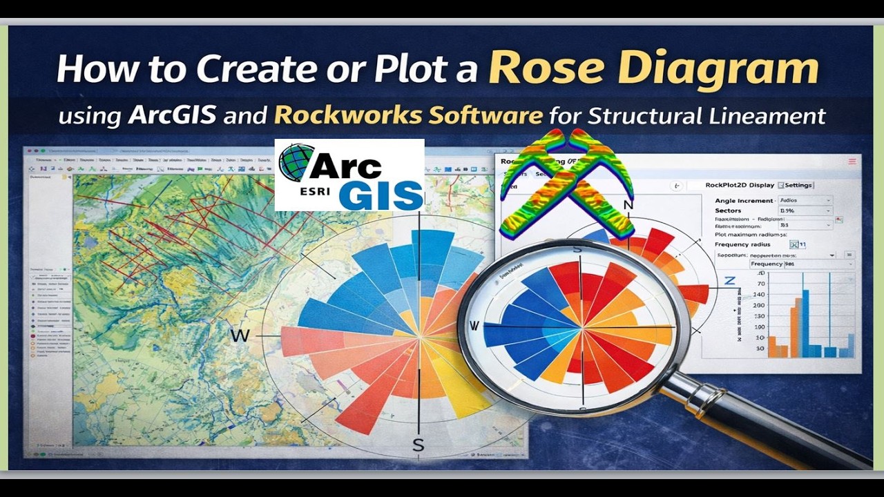 How to Create or Plot a Rose Diagram using ArcGIS and Rockworks Software for Structural Lineaments