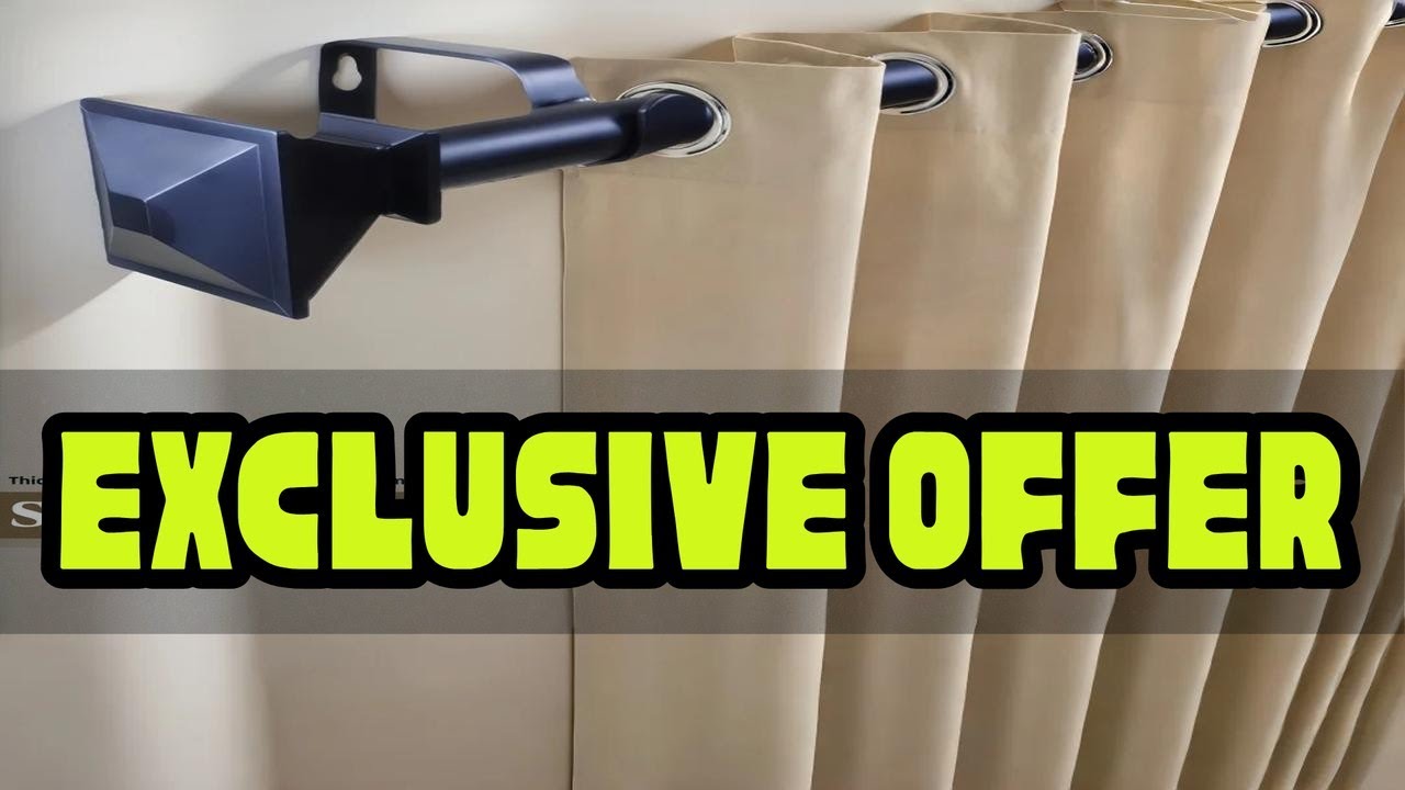 A Set Of Matte Black Curtain Rods for Windows with Square Finials, Easy Install Decorative Drapery