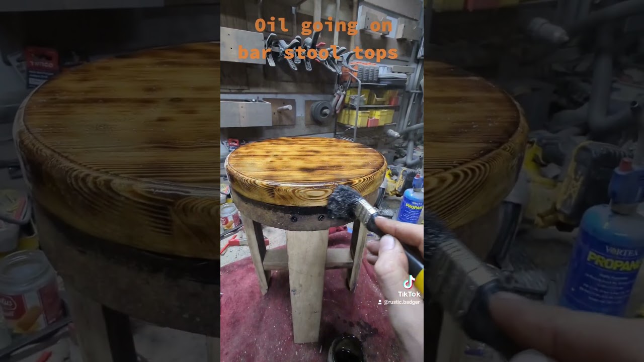 satisfying moment oil hits wood #woodworking #diycrafts #whiskeybarrel