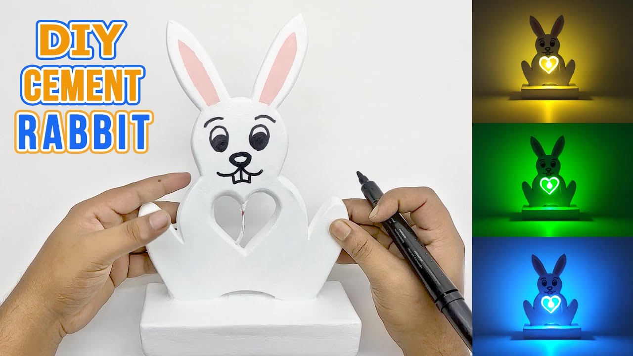 DIY Cement Rabbit Making || Easy Cement Showpiece