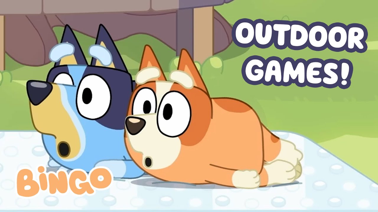 Bluey and Bingo Outdoor Fun Games! ☺️ 🧡 💙 | 30 MINUTES | Bingo - Official Channel
