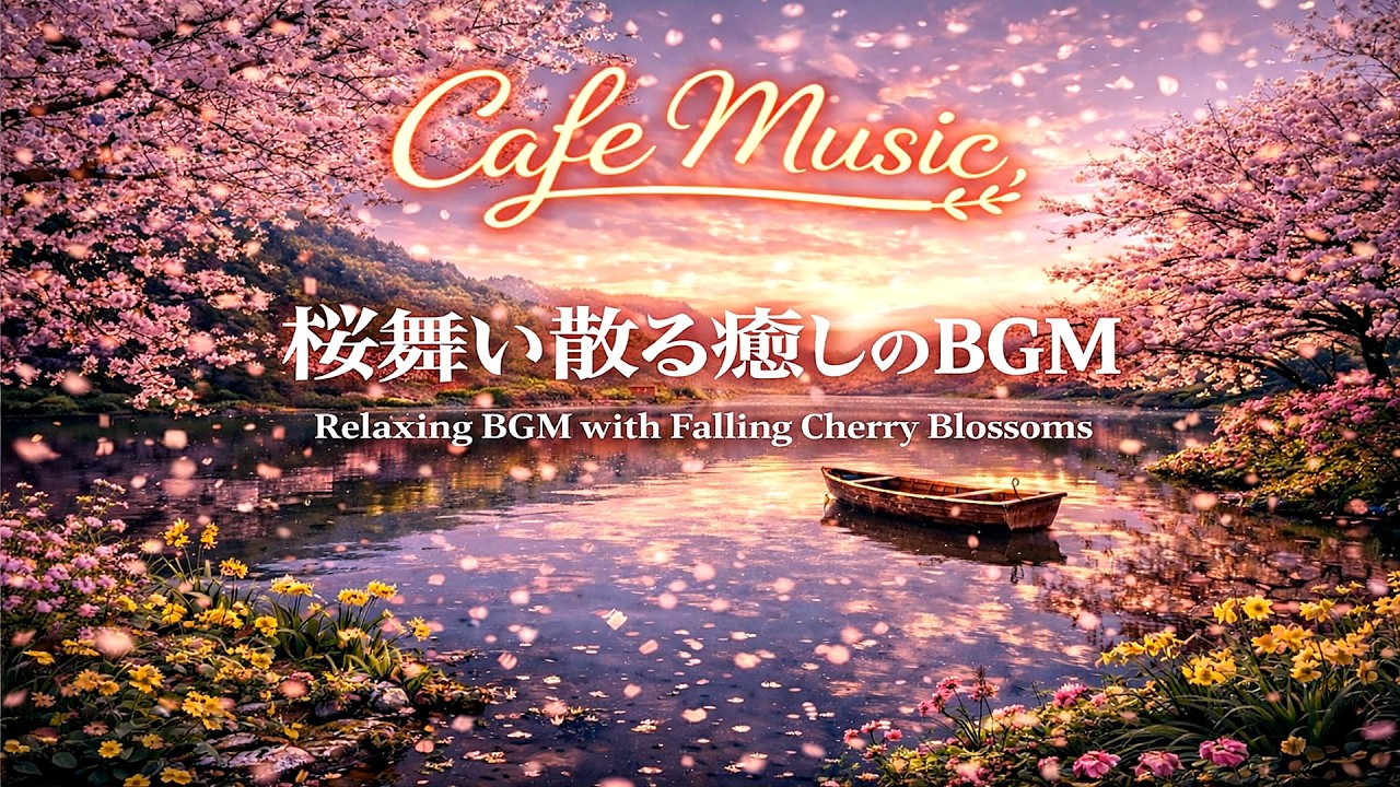 【作業用BGM】桜舞い散る癒しのカフェピアノ｜静かな読書・勉強BGM（サティ風アンビエント）Cafe Music