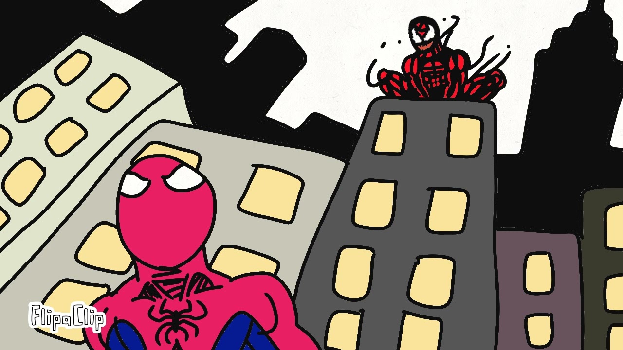 Carnage spying on Spiderman