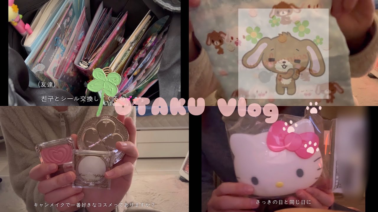 【Vlog】 友達とシール交換!!・可愛い物集め︎︎☁ サンリオ大好き人間️🩵