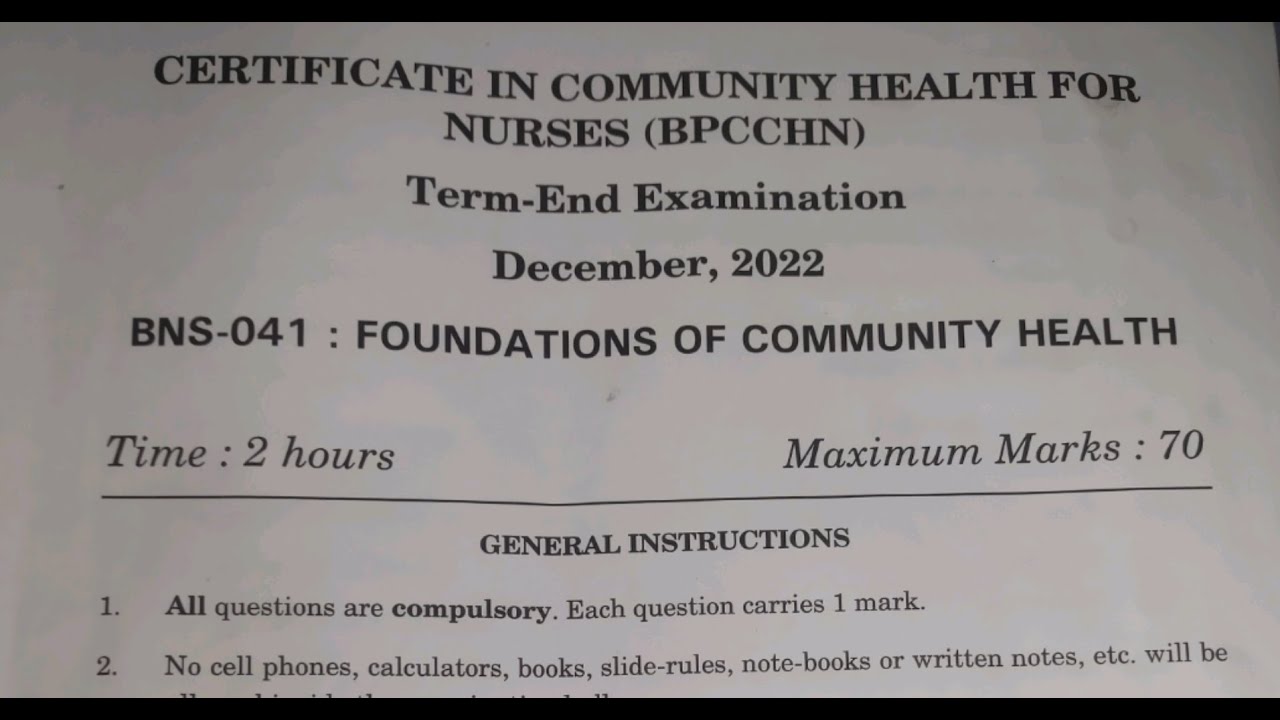 BNS 041 Papers solved | Exam date  12-12-2022|  Foundation of Community Health | BPCCHN Term end