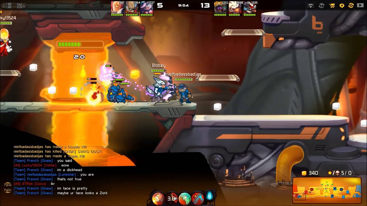 Team work! triple and double kill ! Awesomenauts; Bad&Rogzy