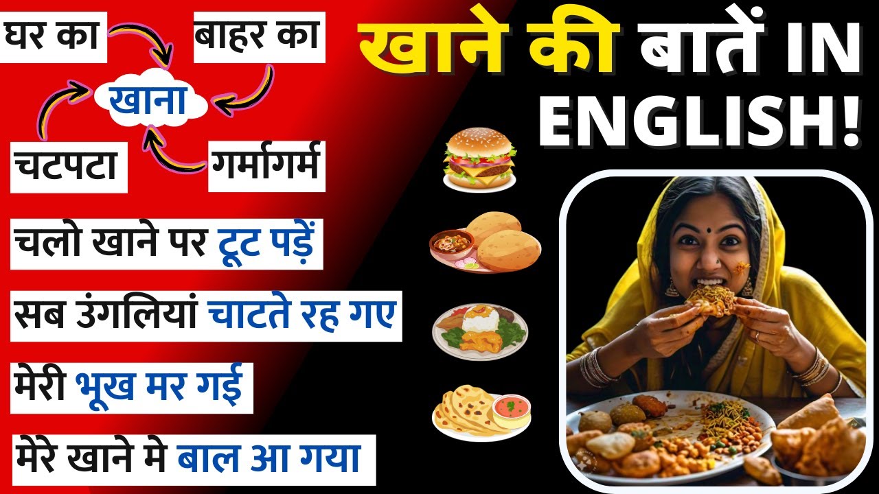 Talk About Eating Food in English! | Words, Phrases & Sentences in Hindi and English | Food English