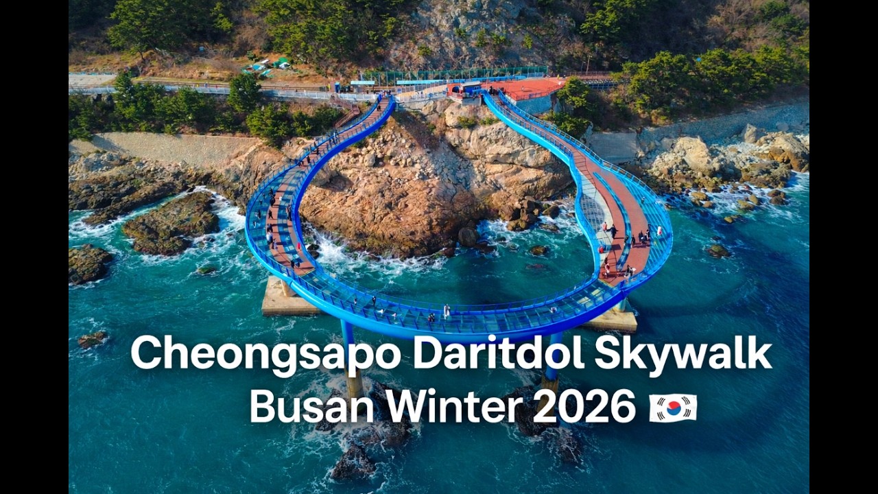 Walking Above the Ocean 🇰🇷 | Cheongsapo Skywalk 4K Drone | Winter 2026