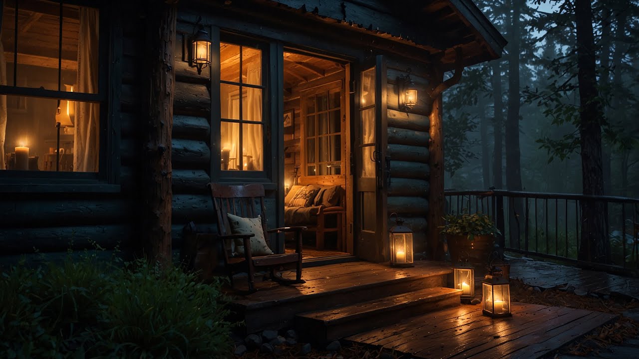 🌧️ Live Rain Sounds in a Cozy Cabin | Candlelight Ambience for Sleep, Study & Relaxation 🕯️
