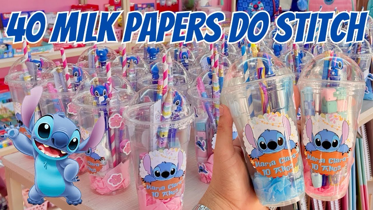 PEDIDO DE 40 MILK PAPERS LEMBRANÇAS DE ANIVERSÁRIO DO STITCH