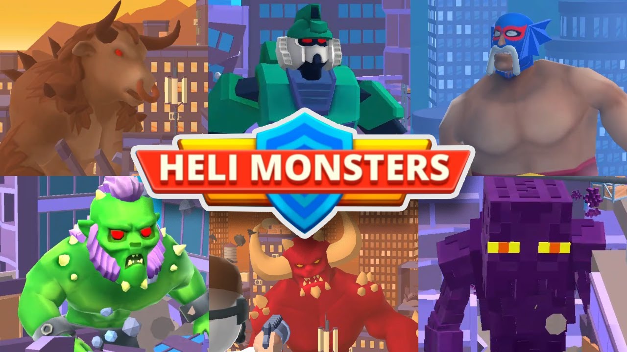 ALL KAIJU BOSSES IN HELI MONSTER LEVEL 11-21 GODZILLA VS KONG BOSSES FIGHT