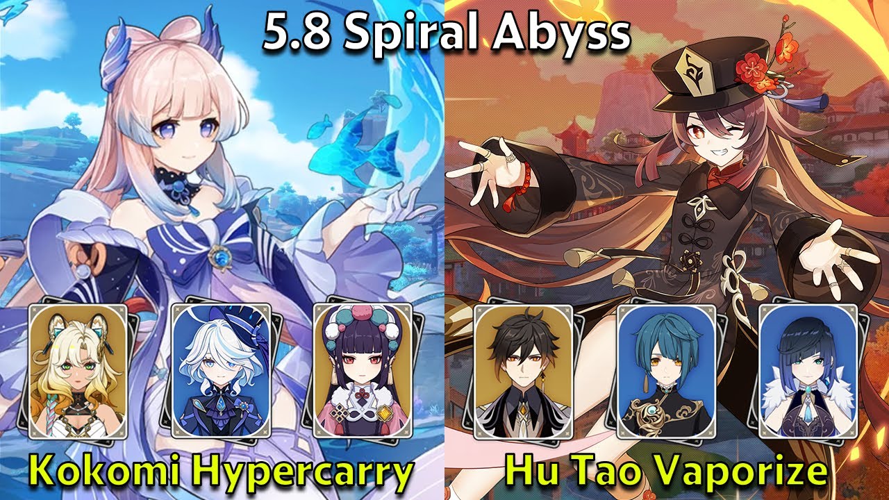 C0 Kokomi Hypercarry & C2 Hu Tao Vaporize - Genshin Impact 5.8 Spiral Abyss Full Clear