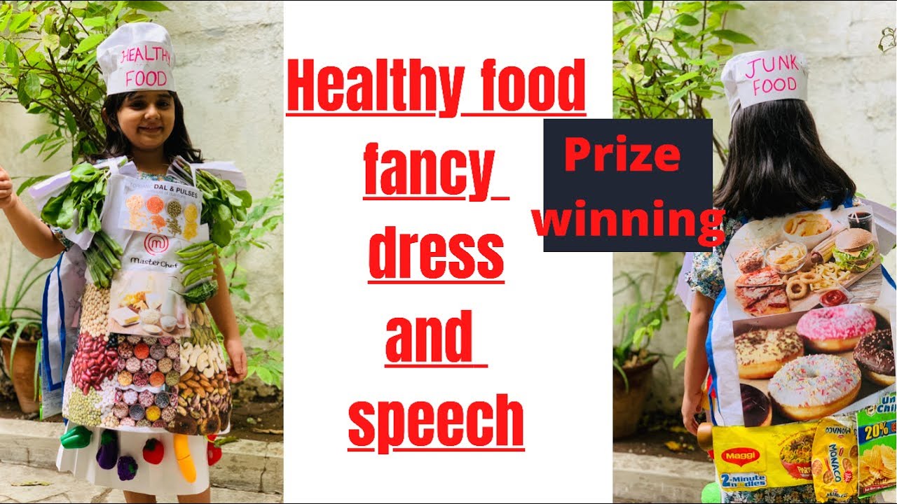 KIDS FANCY DRESS for HEALTHY FOOD/fancy dress and speech for healthy food compititionfor grade -1