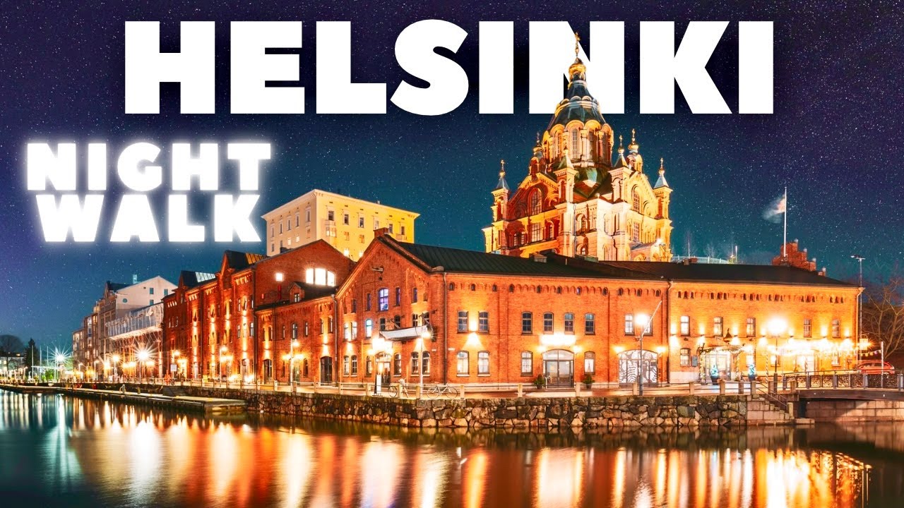 Night Walk in HELSINKI - Finland Evening Tour | 4K, 60fps HDR