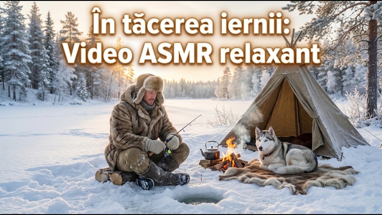 Trăind în natură iarna ❄️ Foc de tabără, zăpadă și pește proaspăt în camping cu câinele meu 🐕