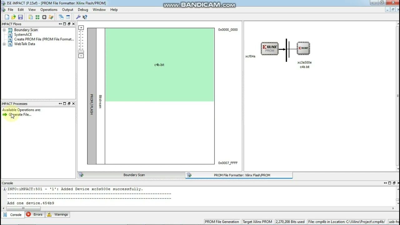 How to store program in flash/prom of Spartan 3e Xilinx FPGA?